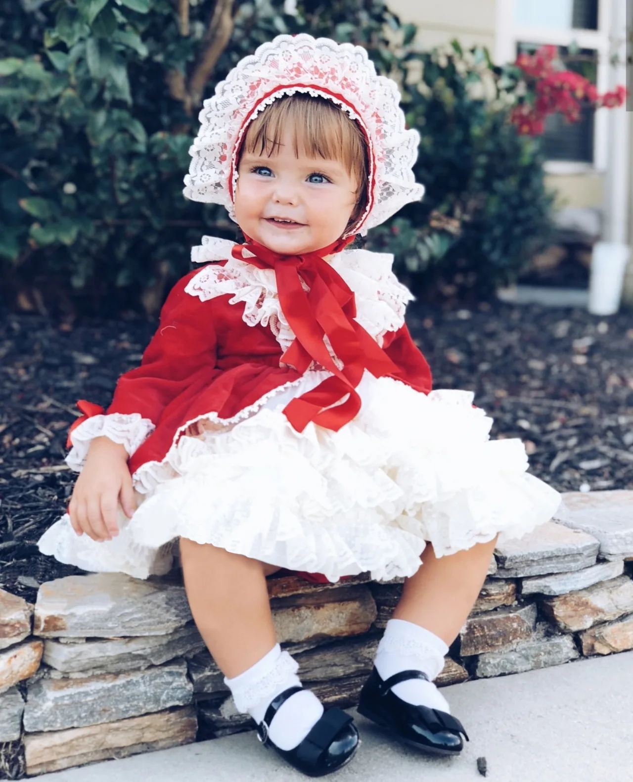 91112 new year arrival 4 pcs set  Lolita baby Spanish lace dress girls princess dresses vintage kids clothes Christmas red
