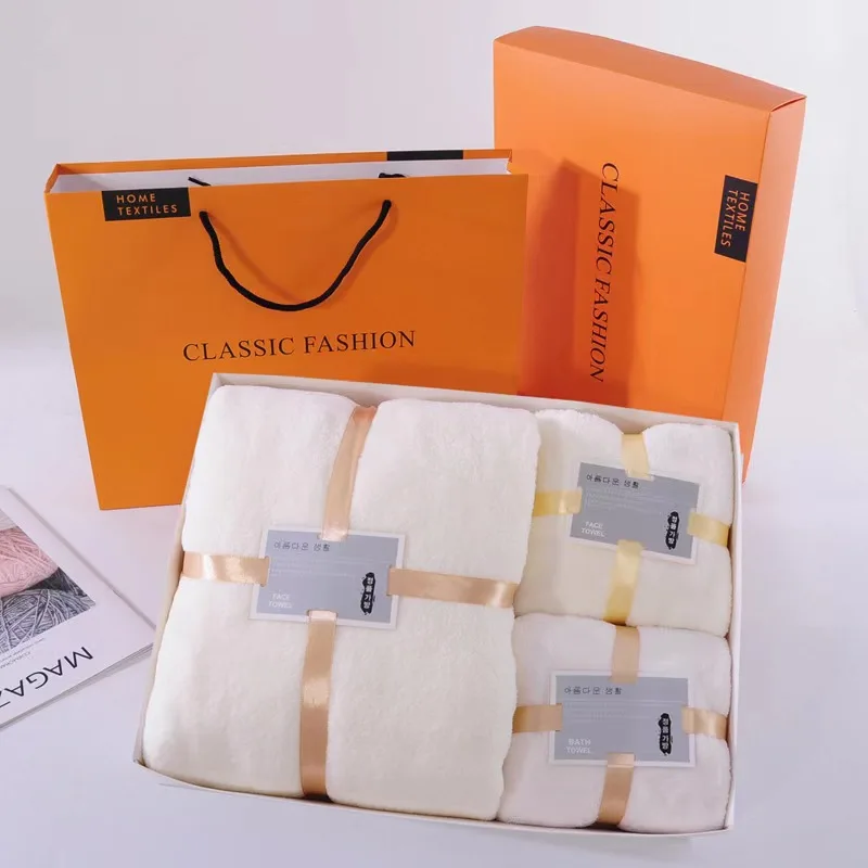 Coral velvet towel bath towel three-piece gift box gift gift business company towel set