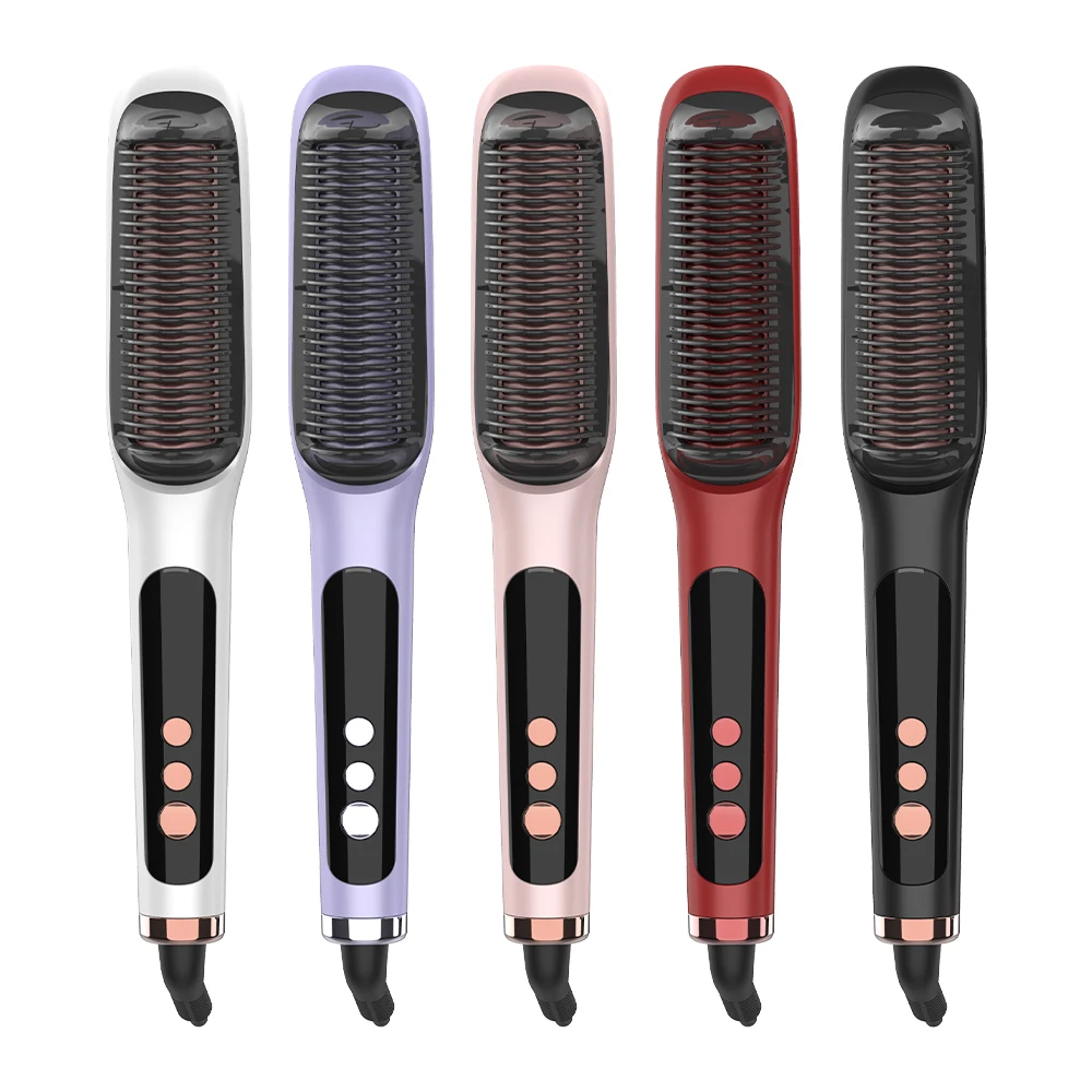 multifunctional 2 in 1 straight ceramic hot air electric brush hot air hair straightener comb