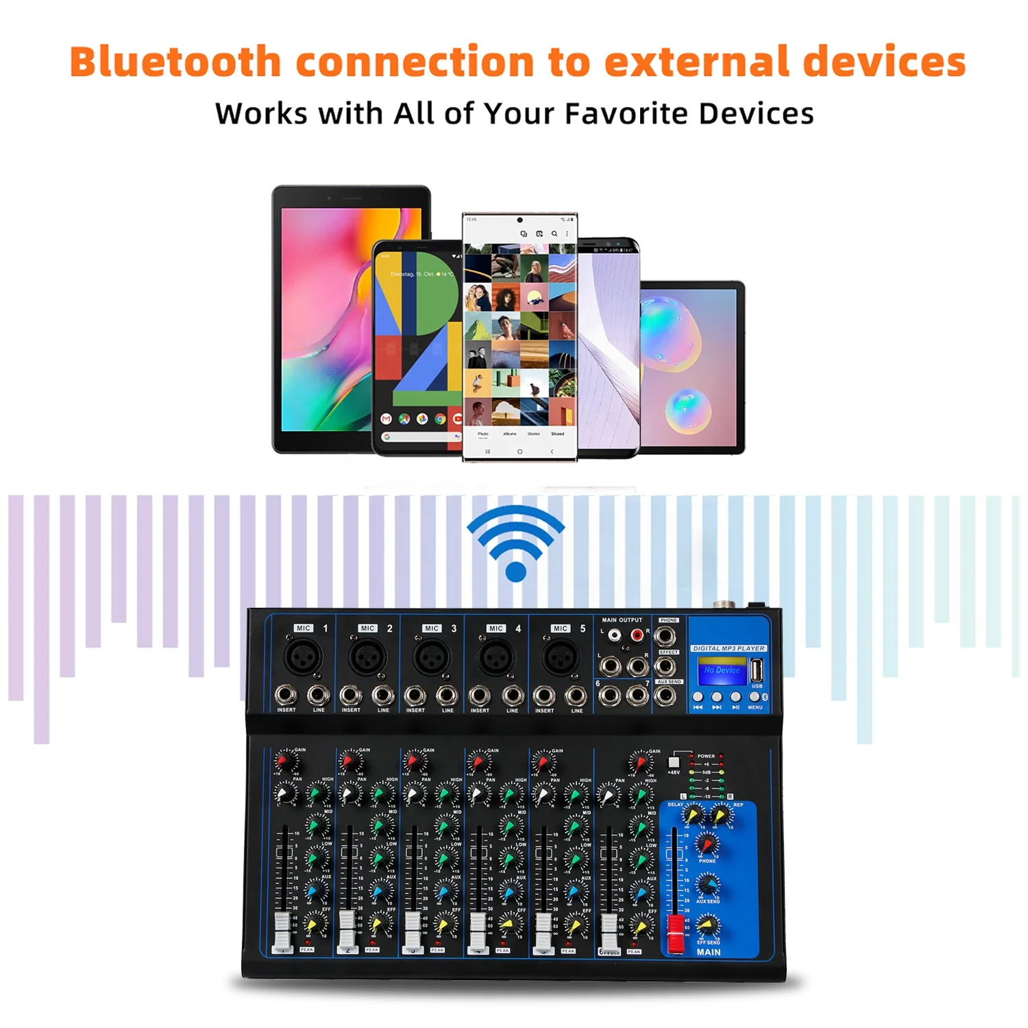 Depusheng HT7 портативный Live производительность usb Запись DJ выделенный 7 каналов аудио смеситель