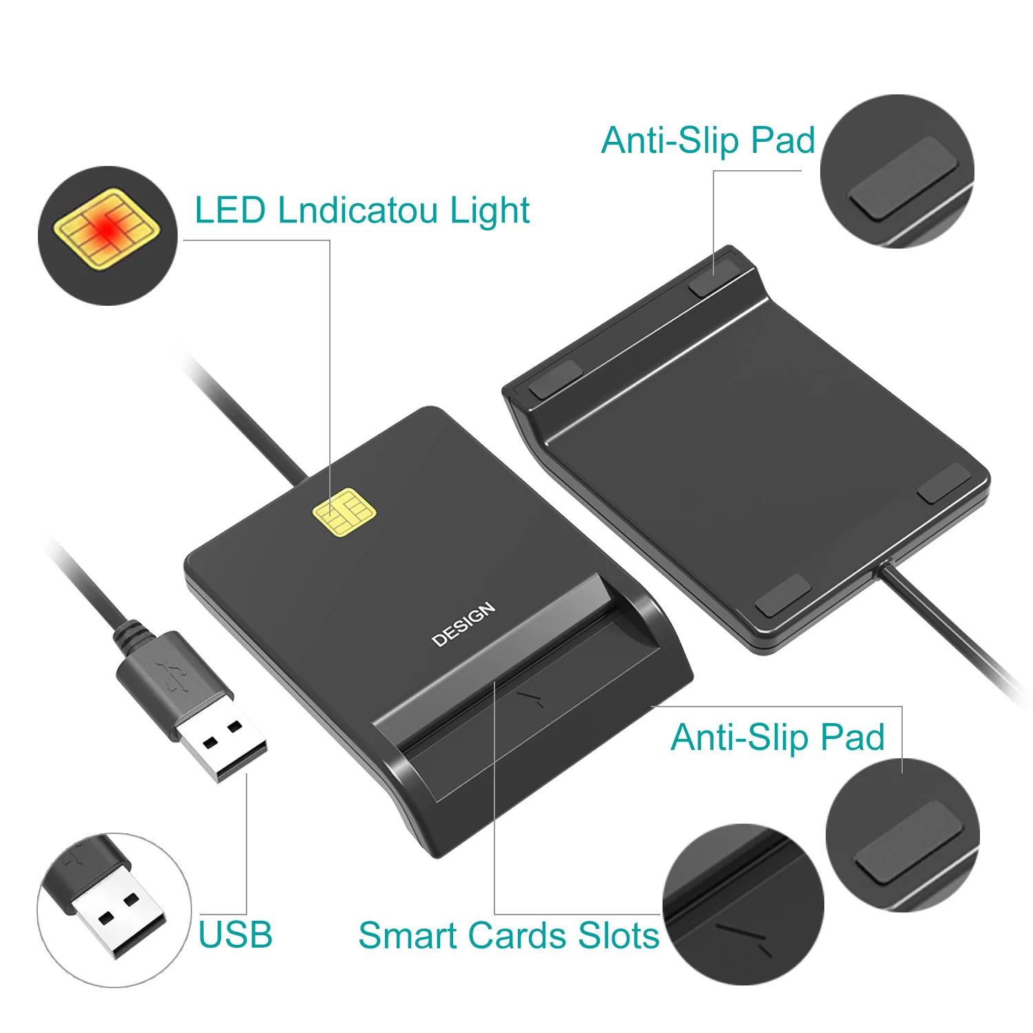 Умный считыватель кредитных карт USB ID IC EMV Chip для ISO