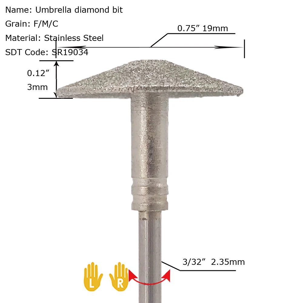 Сверло для педикюра, Алмазное уменьшение зонтиков, гиперкератозов, тиломов и пяток