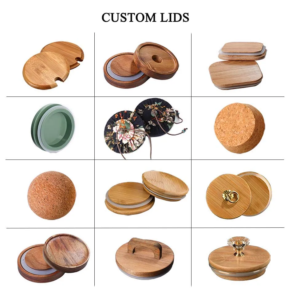 wholesale custom clear decorative stackable large high borosilicate tea coffe food airtight bamboo wooden lid jar glass canister