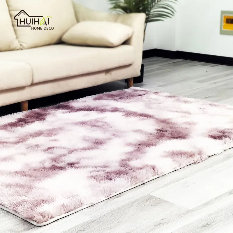 New trends tie-dyed comfortable warm super soft tapis Nordic 100% polyester long pile fur rugs modern home decor shaggy carpets