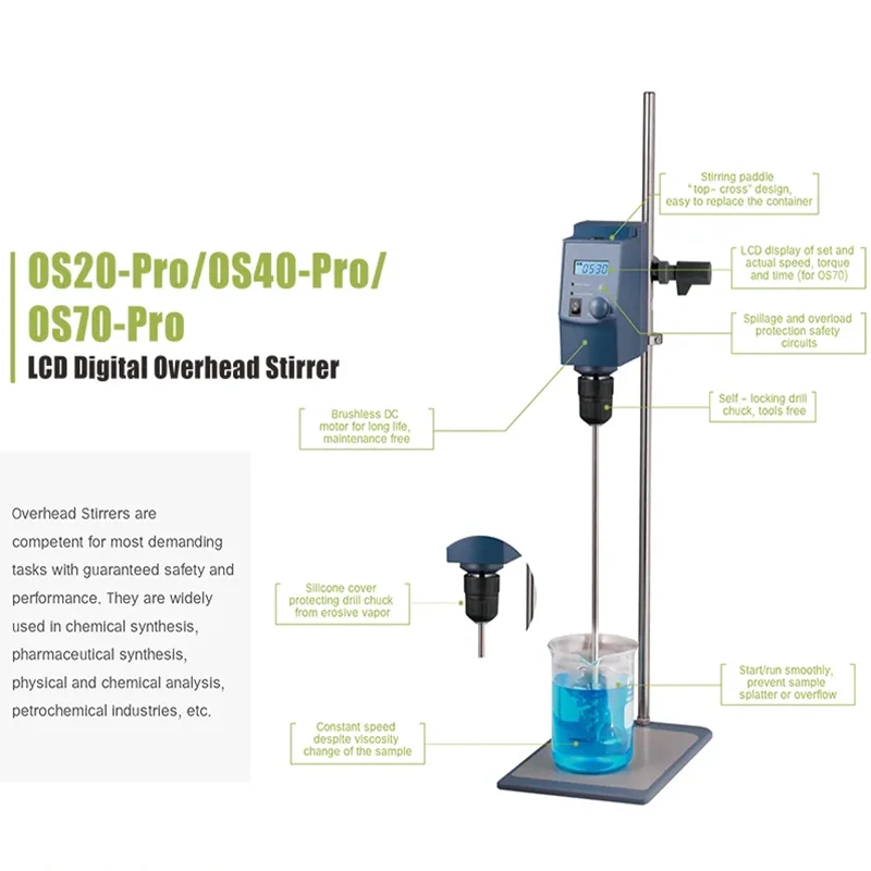 WEIAI lab stirrer OS20-Pro overhead mixer  20L 40L 70L electric overhead stirrer laboratory for cosmetics mixer Emulsifier