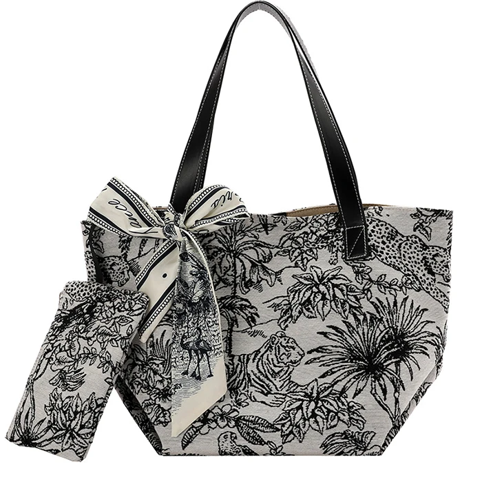 2021 New Arrival Women Hotselling Printed Canvas Tote Bag Leather Handle Canvas Sling Bag Shoulder Hand Bag