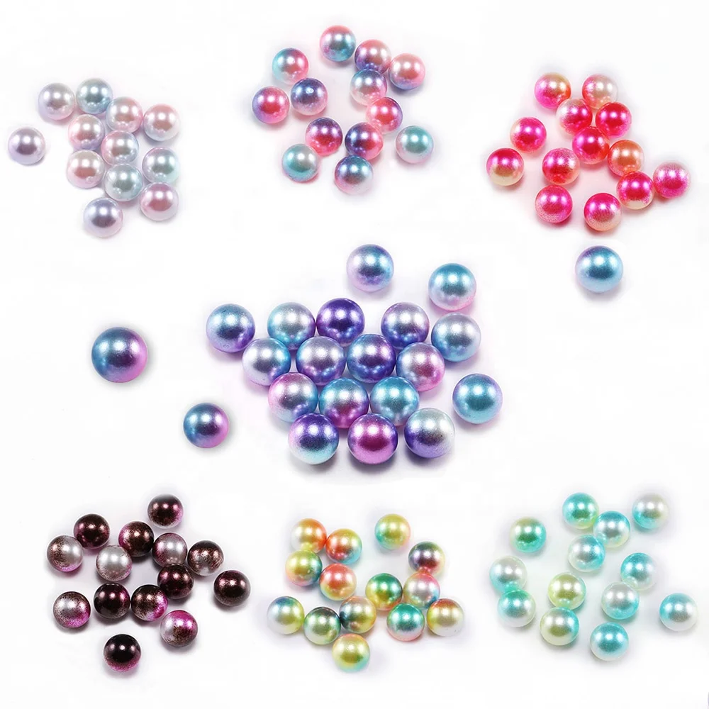 
3/4/6/8/10/12MM NO Hole Rainbow Color Bead ABS Imitation Pearl Beads Round Plastic Acrylic Beads For Jewelry Making Findings DIY 