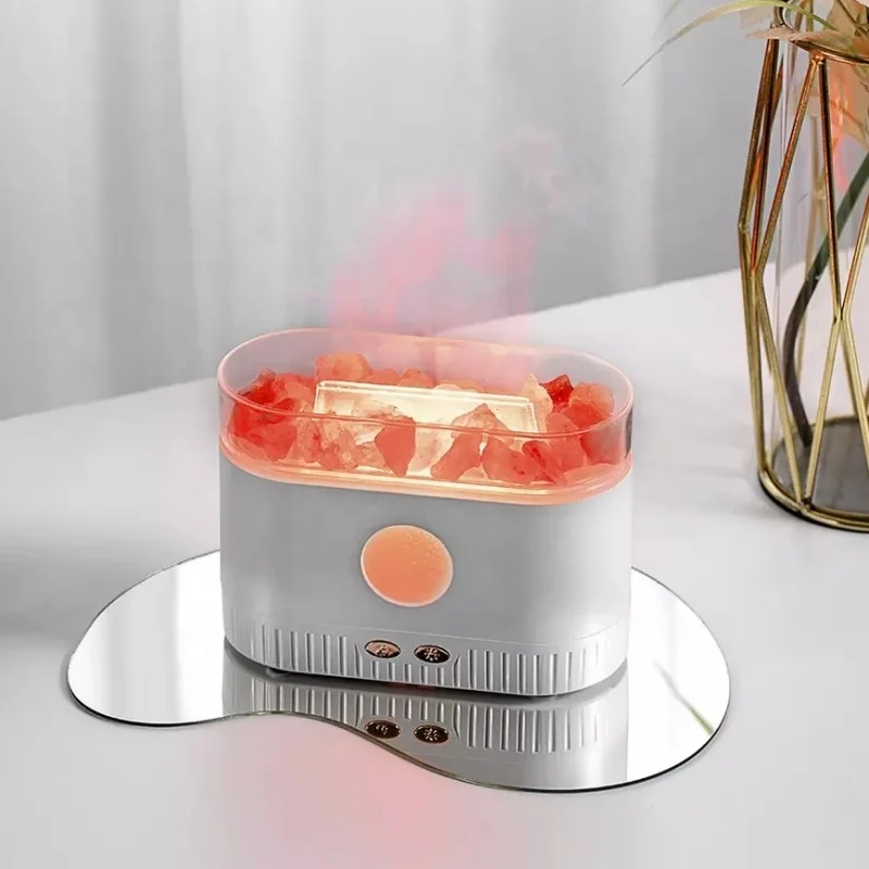 2024 New Product Himalayan Crystal Salt Lava Aroma Humidifier 7 Colors LED Fire Flame Aromatherapy Essential Oil Diffuser,