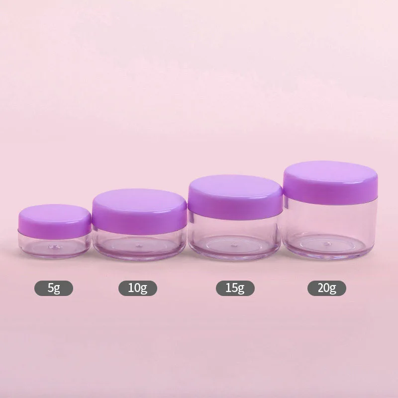 Wholesale 5g 10g 15g 20g 30g 50g PS Plastic Cosmetic Cream Lip Balm Jars with Colorful Screw Cap