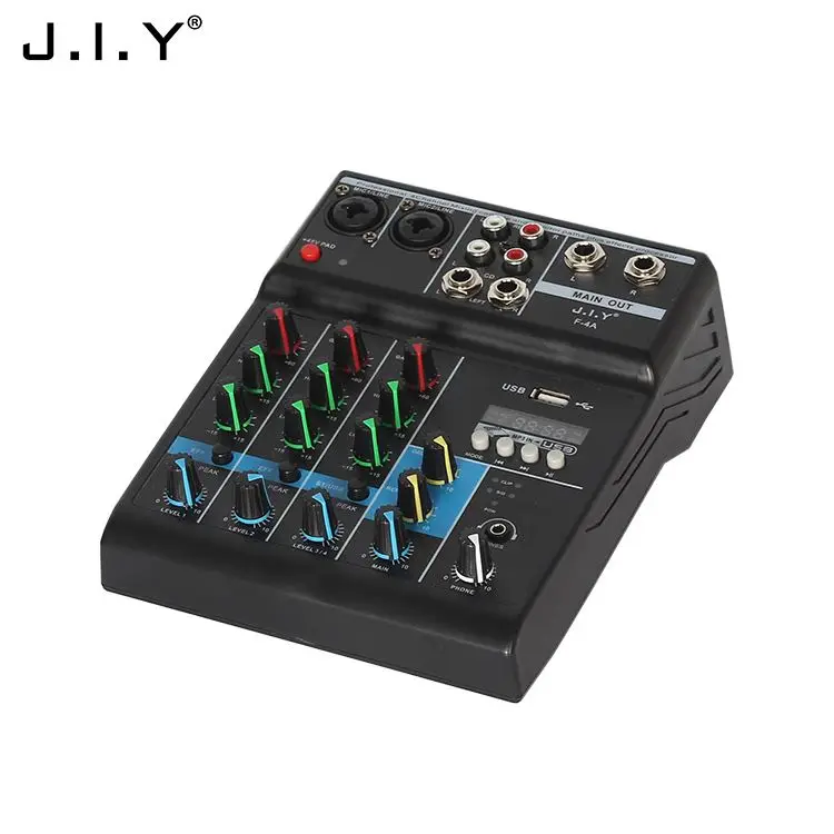 J.i.y F-4A Amazon горяч-продавая оптовая продажа с фабрики Dj контроллер цифровой консоль USB карман 4-канальный аудио профессиональный