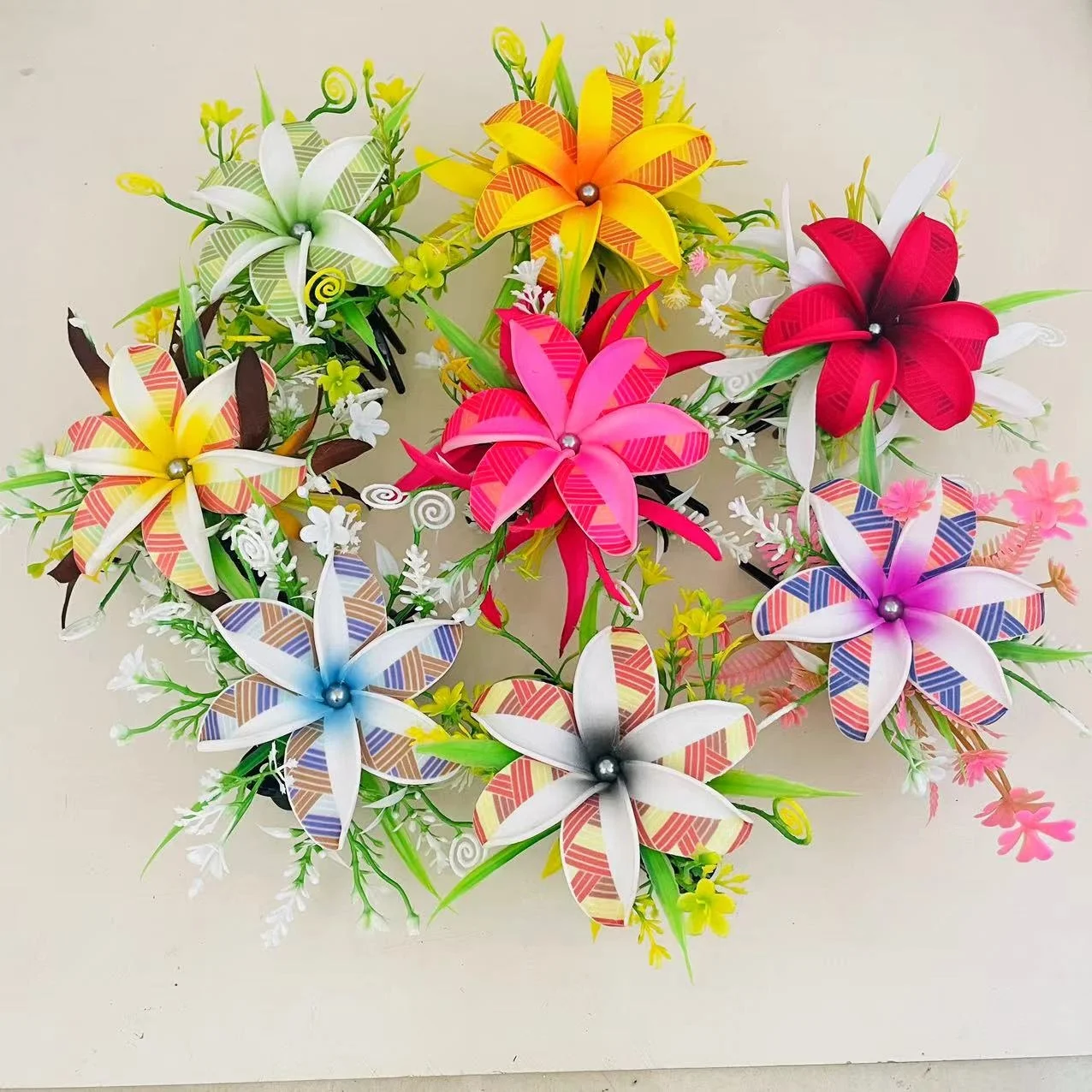 Hawaiian new hibiscus Foam floral hair clip Artificial Island eva tiara frangipani  hibiscus spider lily Haku headband