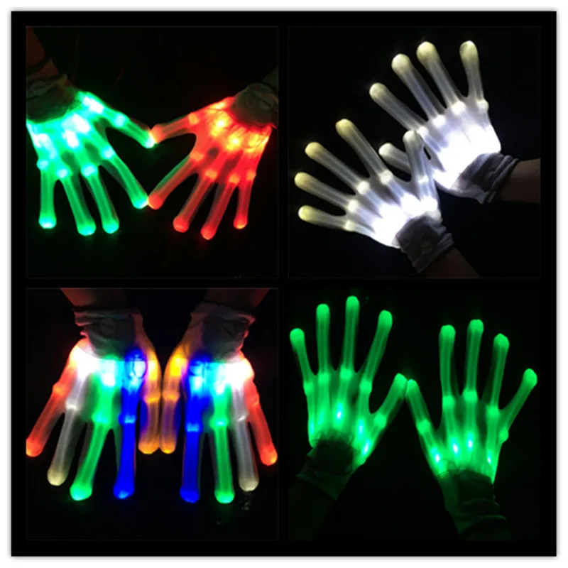 Wholesale Rave Light Flashing Finger Lighting Glow Mittens LED Glow Gloves for halloween