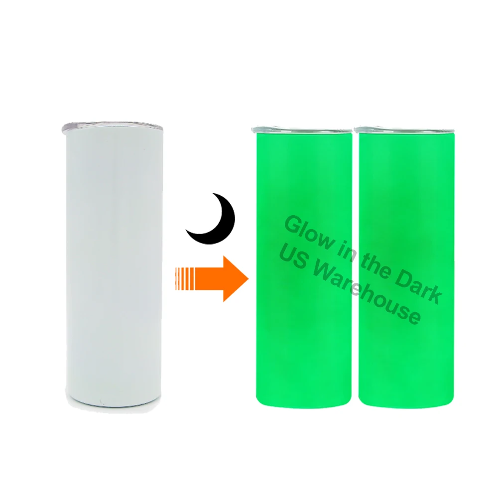 Us warehouse sublimation blank 20oz luminous paint stainless steel glow in the dark slim straight sublimation tumbler