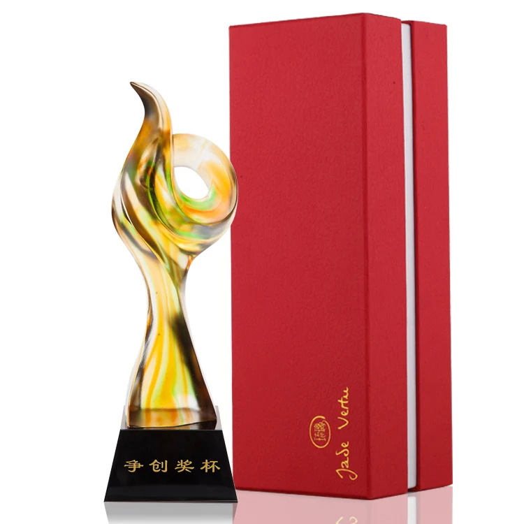 Jadevertu liuli Excellent award trophy for corporate opening ceremony  Competition event souvenir