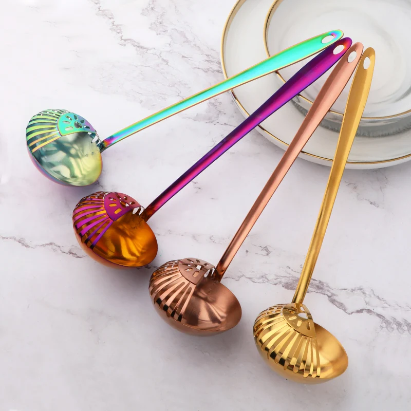Kitchenware stainless steel Soup ladle spoon filter residue Colander spoon oil filter Spoon