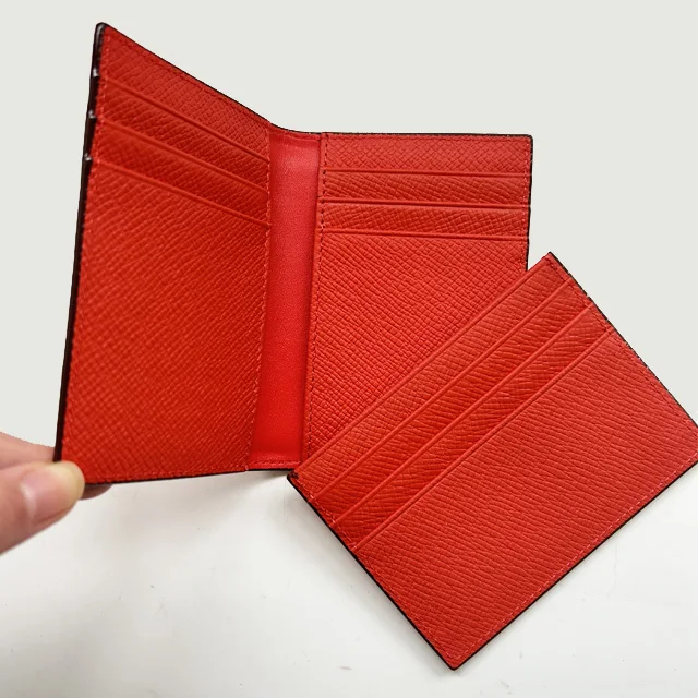 Luxury man women Credit Cards Solid Color Slim Tiny Purse cow epsom leather card holder wallet with packaging box