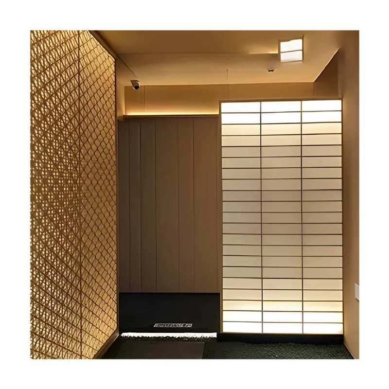 Rattan Bamboo Color Acrylic Sheet Woven Mesh Wire Resin Board PETG Organic Glass Hotel Screen Furniture Cabinet Door