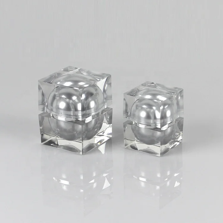15g crystal double square plastic cream jar acrylic cosmetic packaging custom