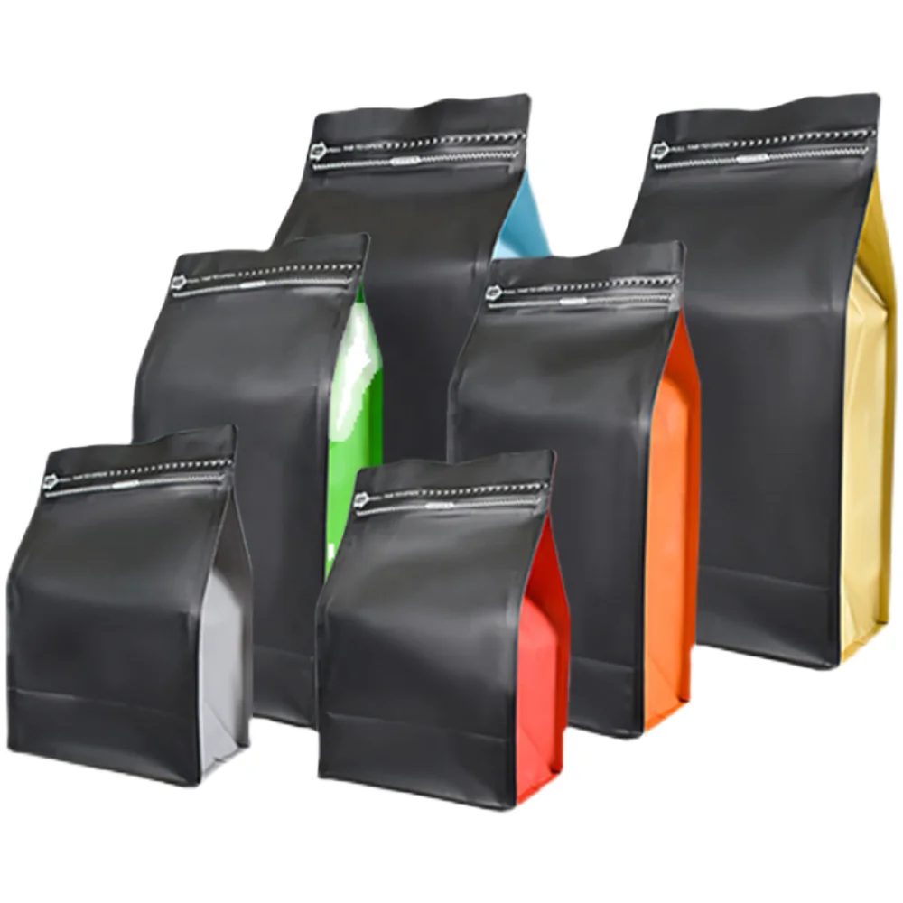 Custom 12oz/5LB Flat Bottom Coffee Packaging Bag 250g/1kg with Valve Zipper Bean Coffee Bean Bag for Food Industrial Use
