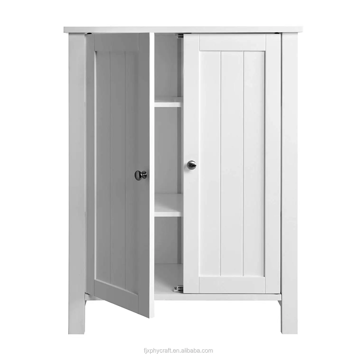 Huayao Bathroom Floor Storage Cabinet with Double Door Adjustable Shelf, 23.6 x 11.8 x 31.5 Inches White HX5-5109