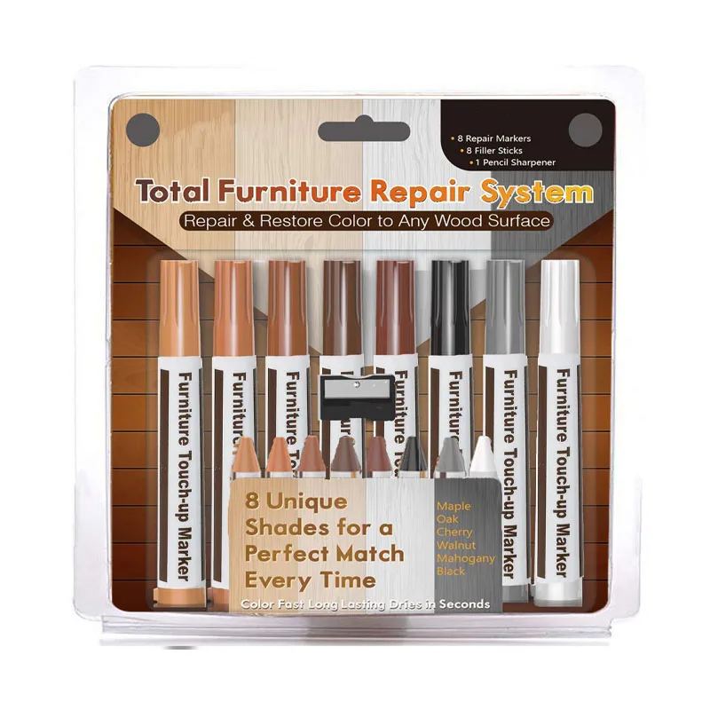 17 Pieces Stains Scratches Floors Tables Desks Carpenters Bedposts Cover-Ups Repair Kit Furniture Markers