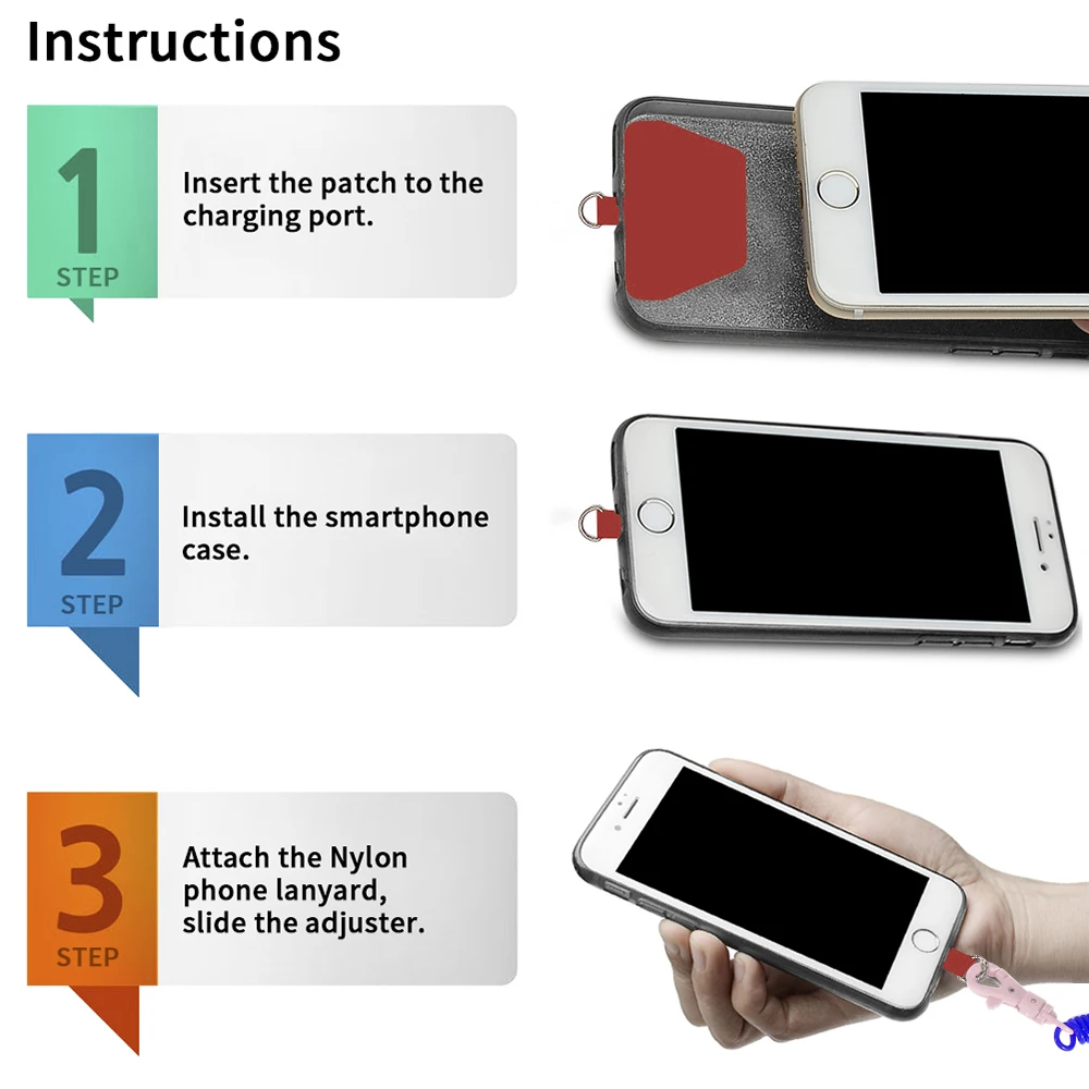 Patent transparent phone patch pvc key chain universal wristlet lanyards mobile phone strap