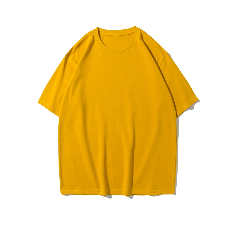 280g USA Size Quick Dry Boxy T-shirts Solid Customized Logo Outdoor Sports T-shirts O-neck Off Shoulder Men Cotton T-shirts