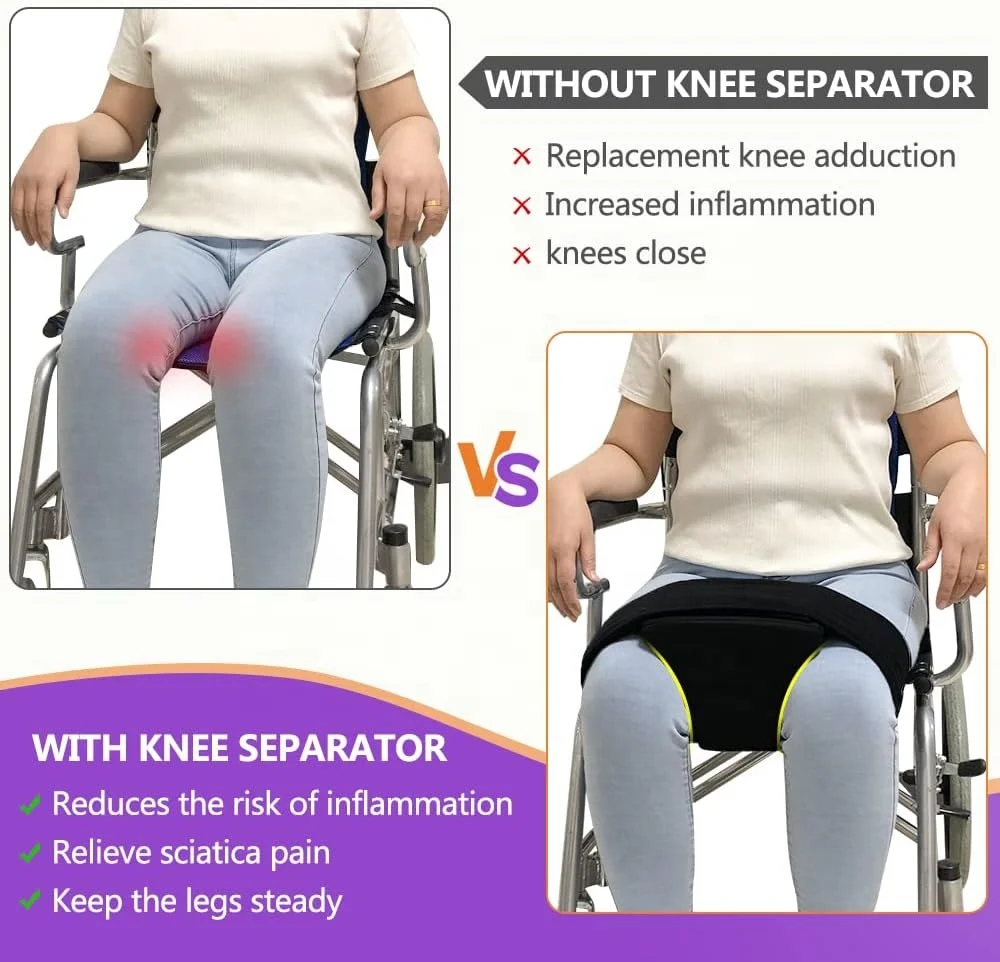 Orthopedic Wedge Knee Separator Pillow for Hip Replacement Surgery | High Density Foam Legs Separator Small Pillow with Strap