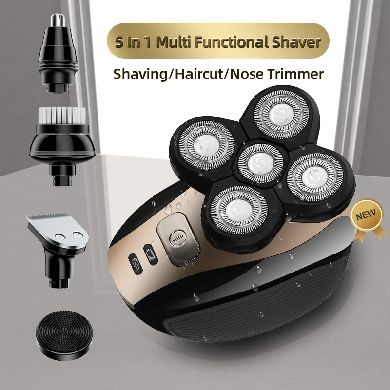 Electric 5 in 1 Multi Function Shaving Machine  for Men Bald Razor Nose Trimmer Waterproof Shaver