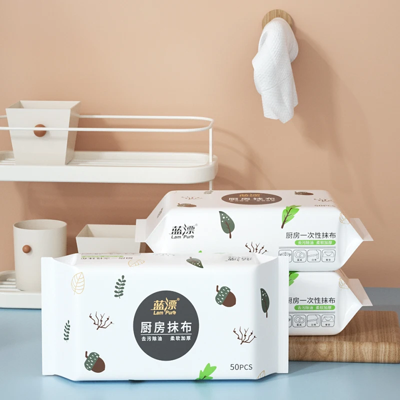 Household Kitchen Lazy Rags Non-Woven Fabric Wet-Dry Dual Purpose Disposable Dishcloths Kitchen Towel