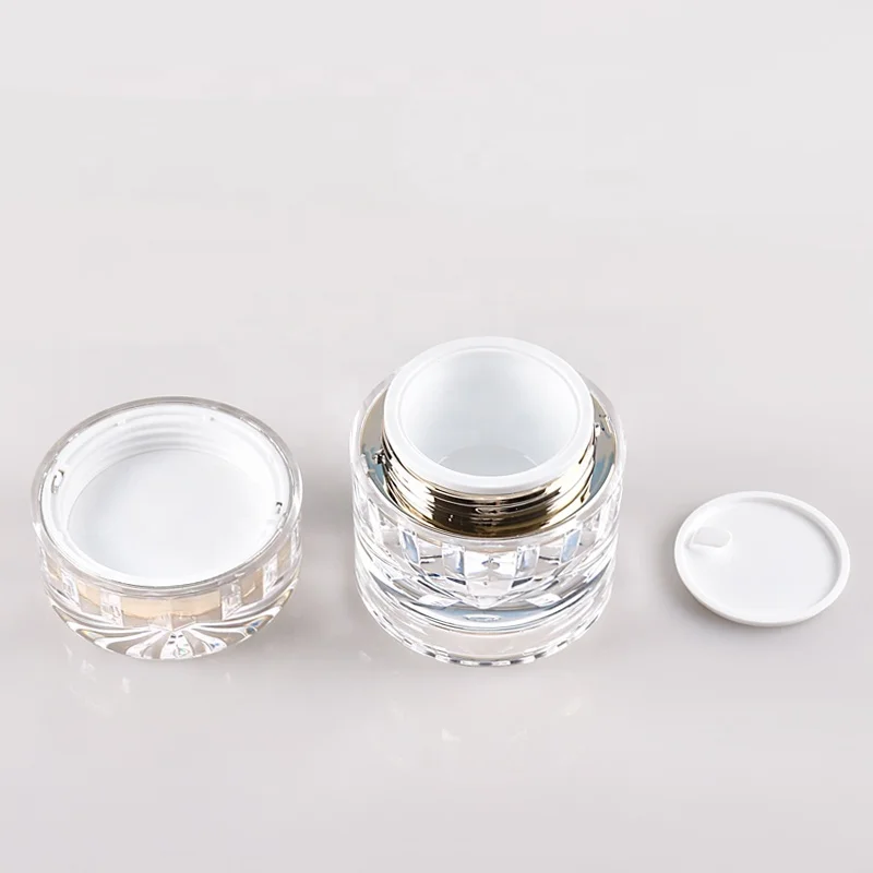 Empty Lotion Bottle with Pump Acrylic Cosmetic Jars Beauty Cream Container Golden Plastic Packaging