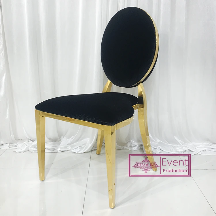 stainless steel golden metal cushion back chair leather for event wedding dining chair