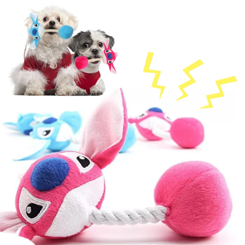 Plush Cartoon Cute Puppy Dog Rope Knot Toy Pet Dog Chew Squeak Toys for Small Dogs Teeth Grinding Pet Products