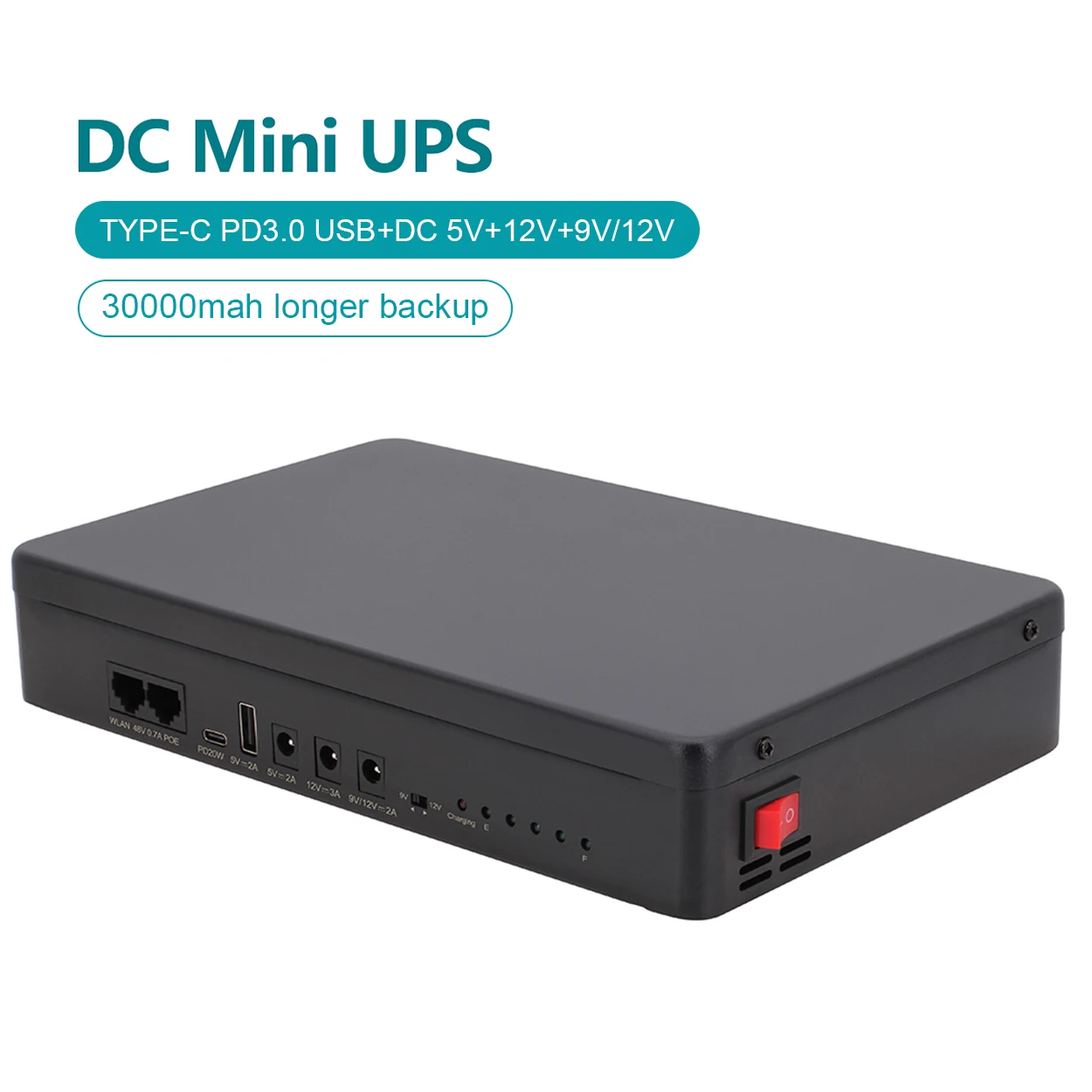 12V 9V 5V PD3.0 с литий-ионным 30000mAh lifepo4 для Wi-Fi маршрутизатора модема mini DC UPS