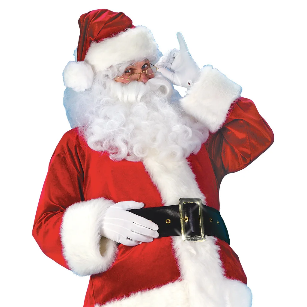 Customized Logo Adults Christmas Costume Golden Velvet Holiday Mood Santa Claus Costume