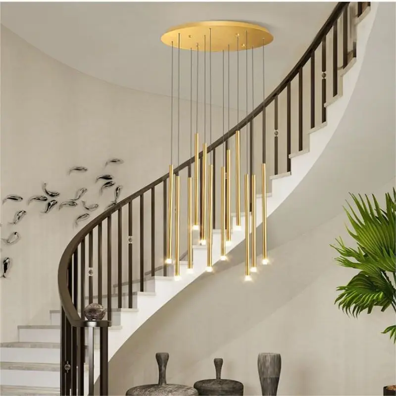 Contemporary Modern big chandelier american crystal golden LED iron vintage adjustable pendant lamp bedroom Hanging