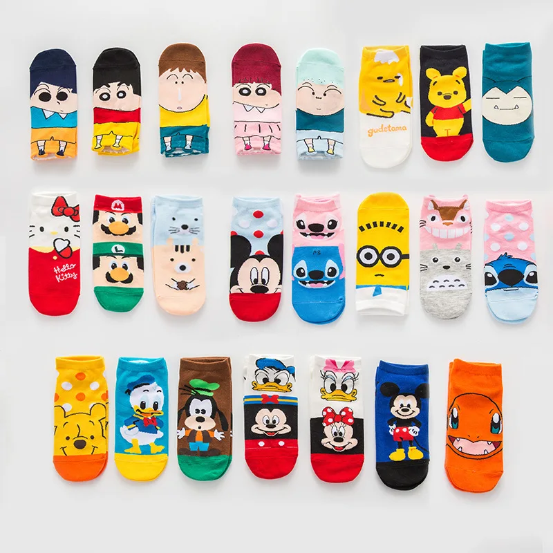 Fashion comic cute soft mixed designs cartoon ankle character anime socks for women
