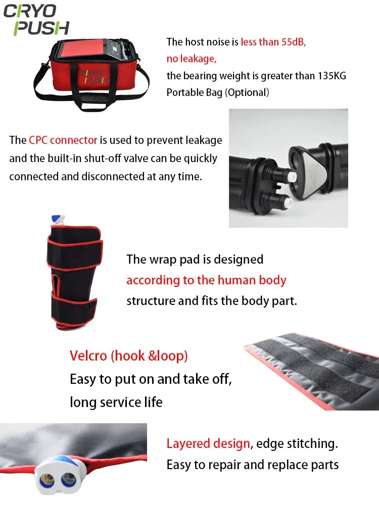 Cryopush Cold Rush Therapy Machine System With Large Shoulder Pads Ergonomic Adjustable Packing Pads  Quiet Lightweight Sturdy C