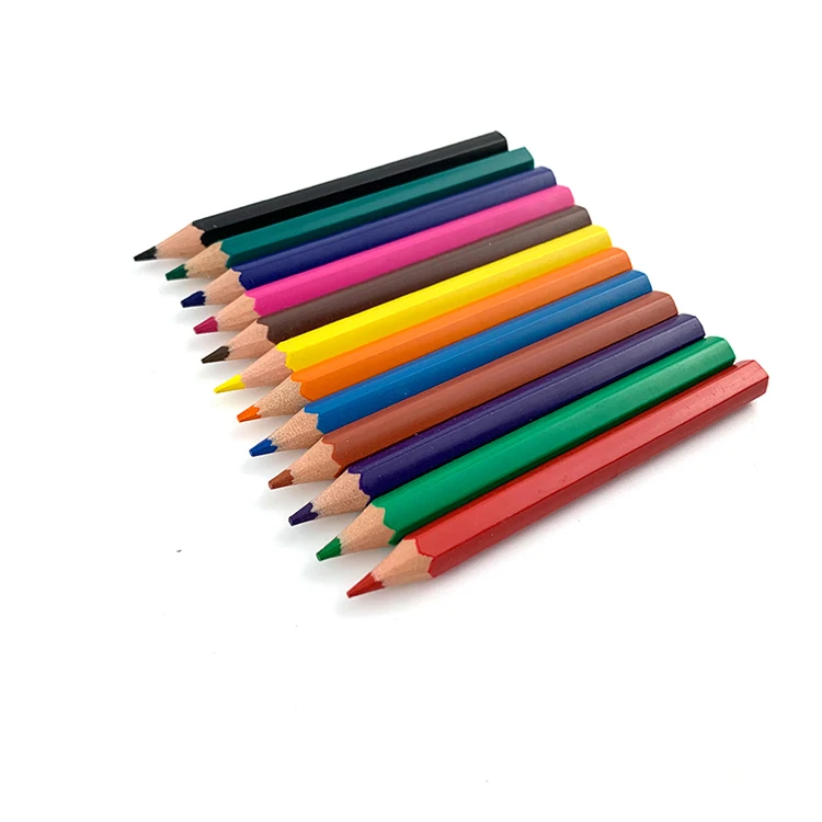 Kids Non Toxic Hexagonal Shape 12 Piece Colour Pencils in Paper Tube