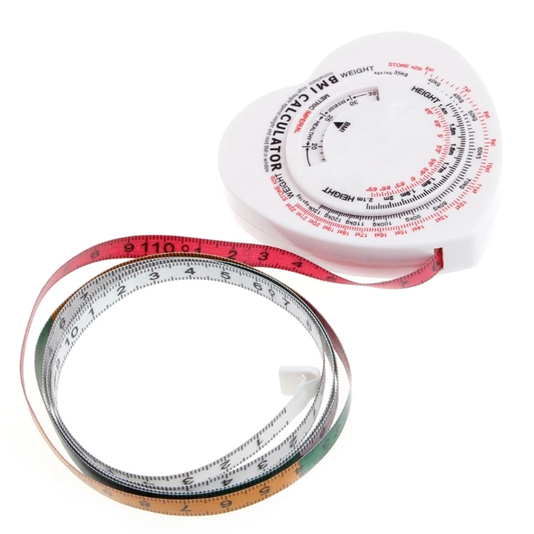 1.5m Heart Shaped BMI Body Mass Index Tape Measure Calculator Body Muscle Diet Weight Loss Rule