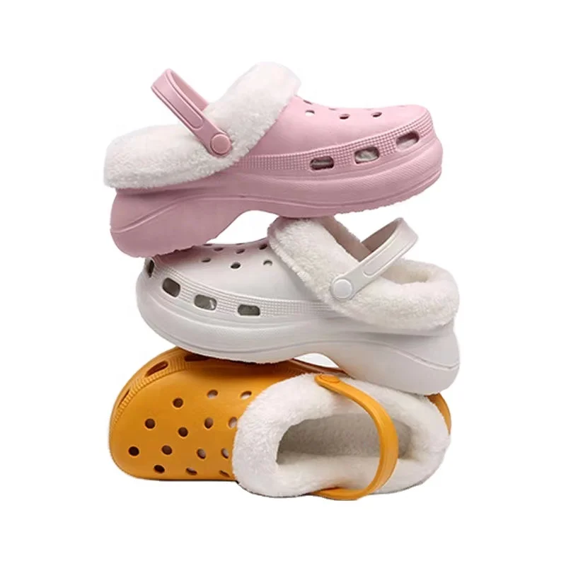 wholesale newest winter keep warm women waterproof EVA clogs sandals house women slip on shoes fur slippers