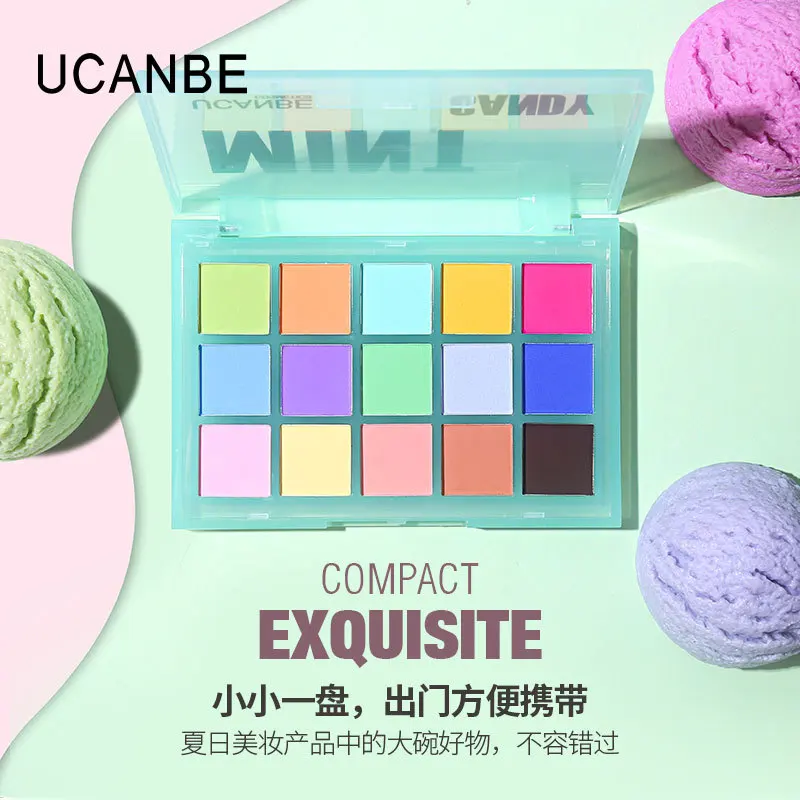 UCANBE 15Colors Eyeshadow Palette Glitter Sweet Gliltter Neon Makeup Macaron Artist Party Shimmer Matte Eye Shades Nude Pigment