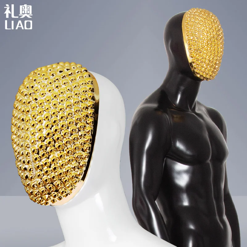 Mannequin Fiberglass full body man size matte white change chrome Electroplating face abstract attractive male dummy business su