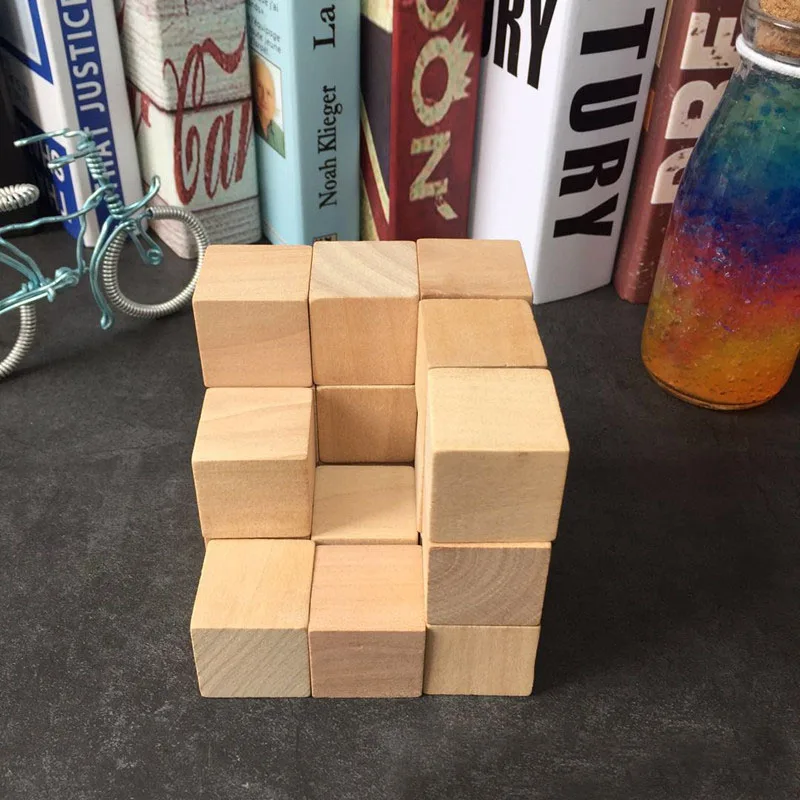 Different Sizes Wooden Cubes Toy Wooden blocks Cubes Building Blocks Baby Educational Color and Geometric Shape Colorful
