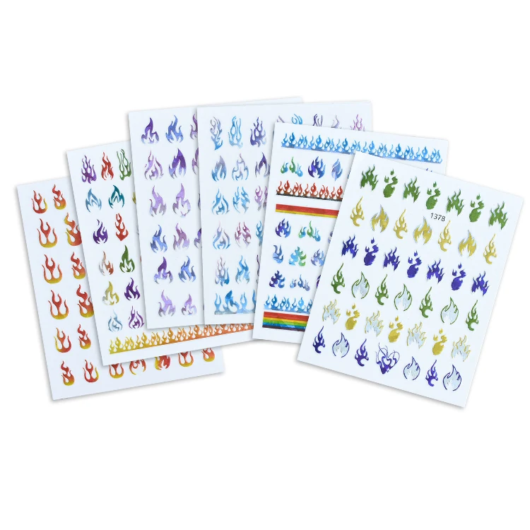 Great selling 3D Flame Waterproof Laser Nail Decals Manicure tools gel nail sticker uv