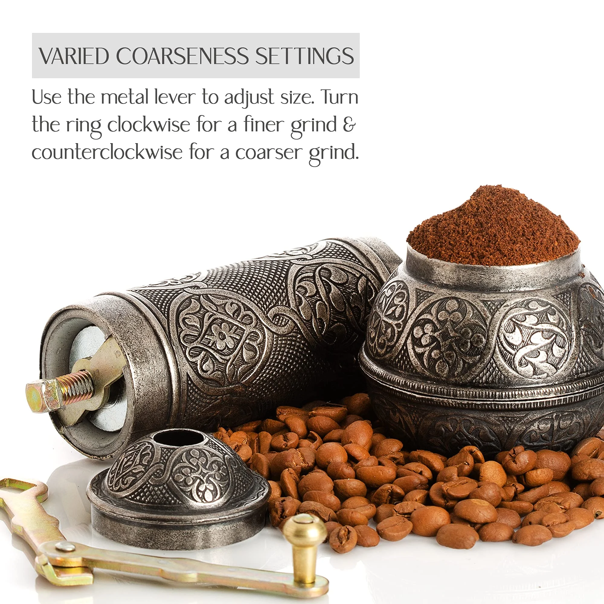 2023 Hot Selling Coffee Bean Grinder Refillable Turkish Style Mill with Adjustable Grinder Manual Coffee Mill with Metal Handle