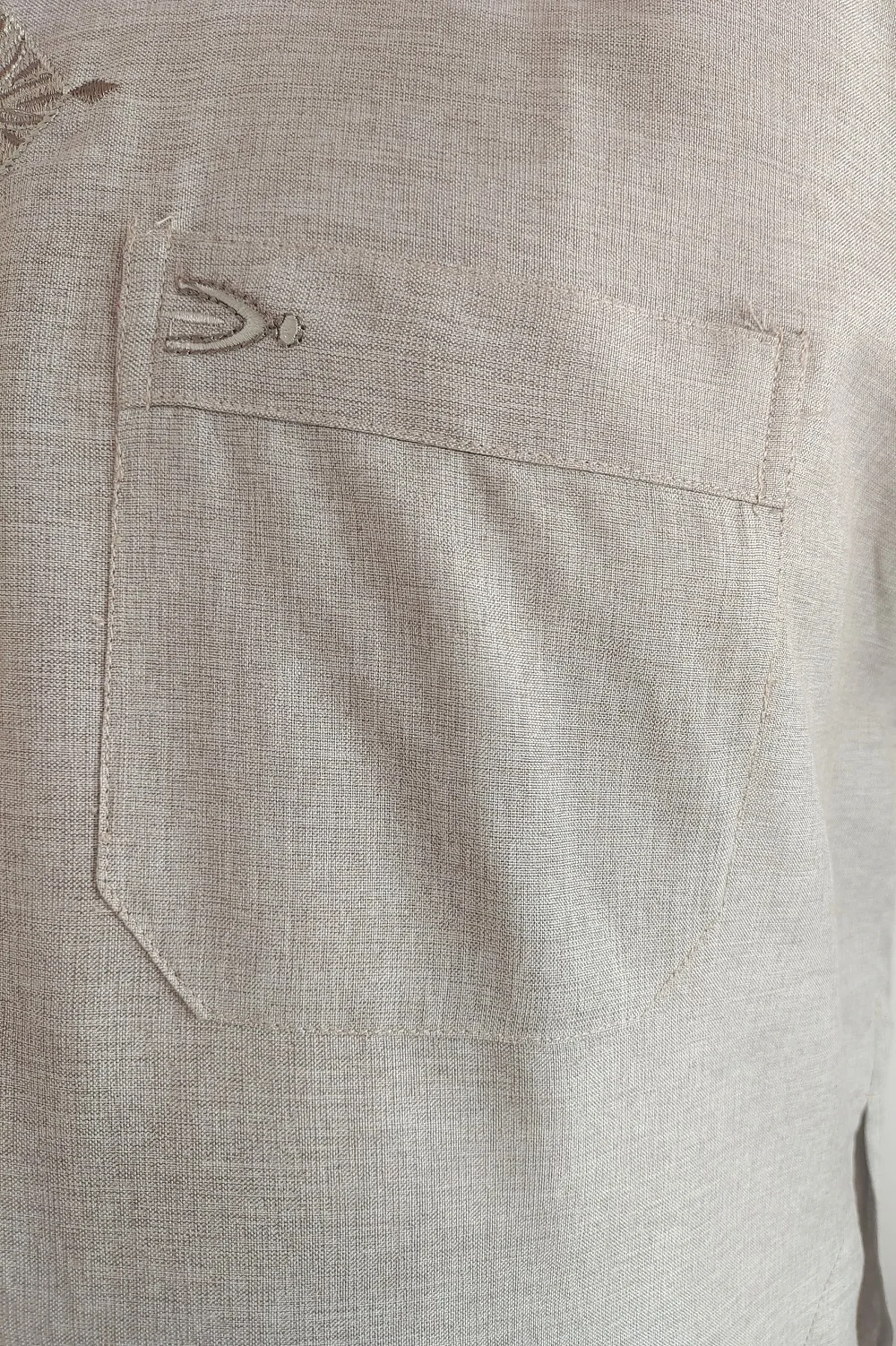 2021 Cotton Fashion Embroidered Half Sleeve Muslim Robe Abaya Men Islamic Clothing