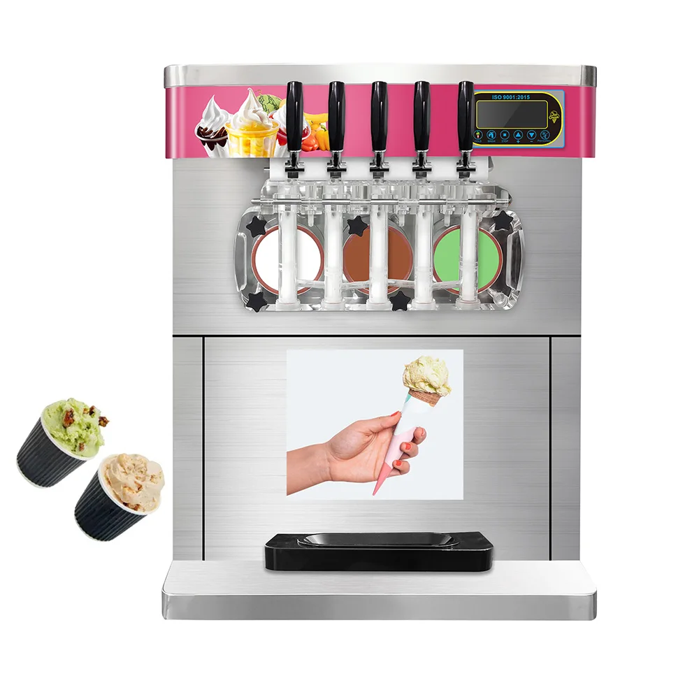 Economic Sundae Ice Cream Making Machine 5 flavor Ice Cream Maker Mixed Flavors Yogurt Freezer Machine