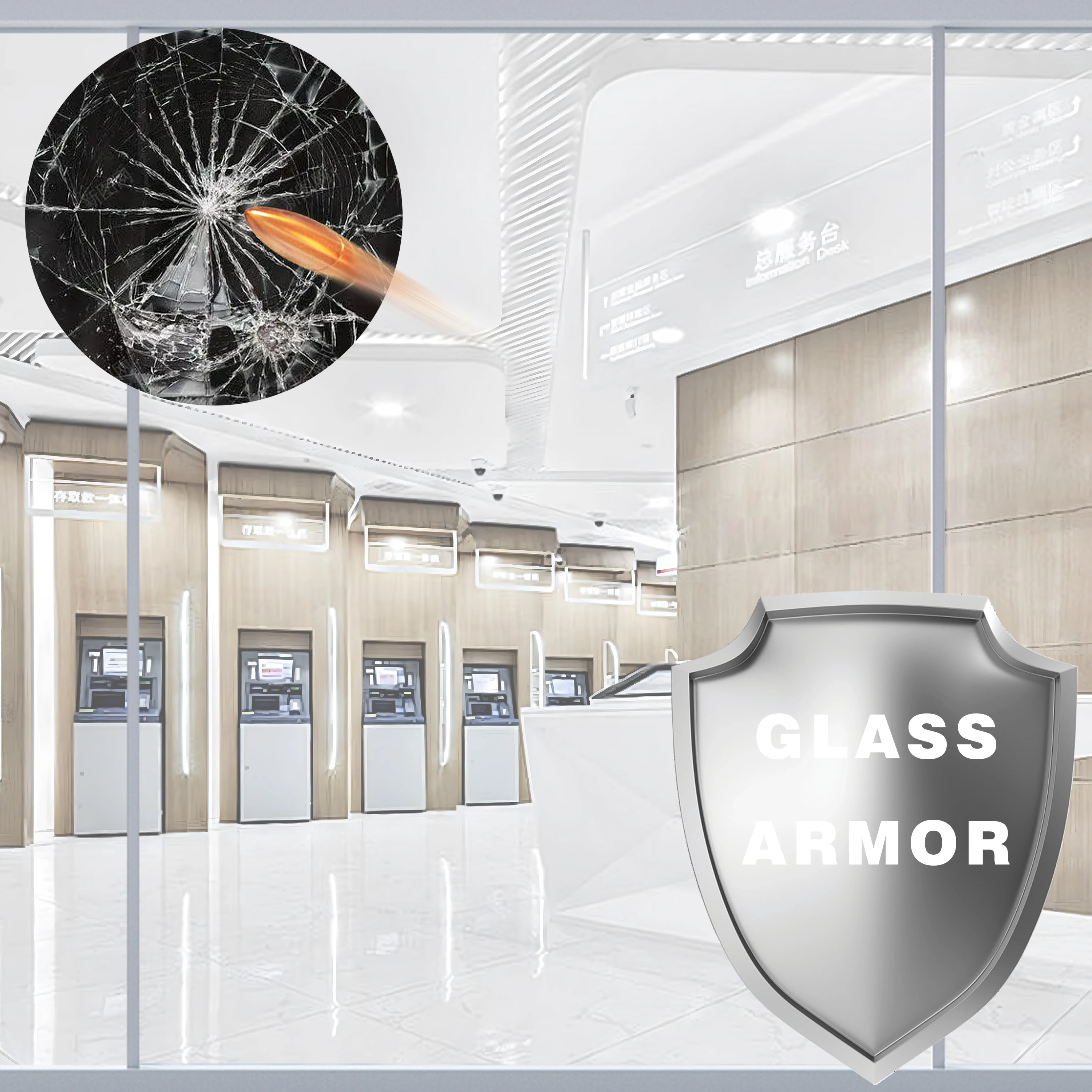 14Mil bulletproof shatterproof glass window film Glass Protective Film Material Transparent Self Adhesive Window Security Film