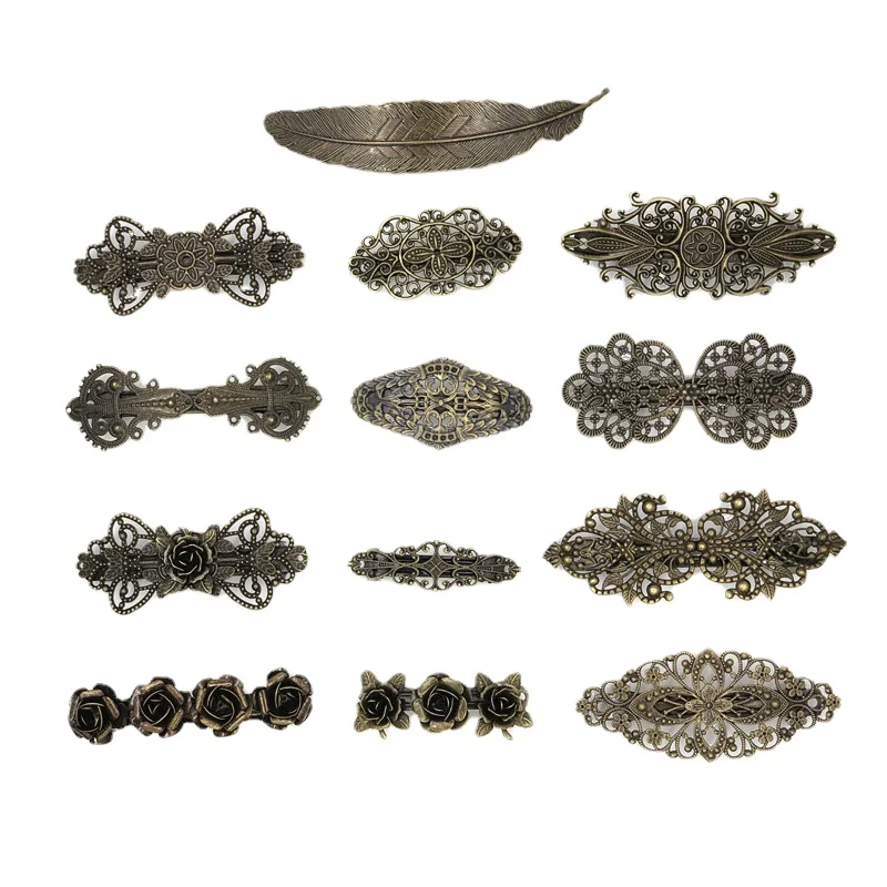 Victoria Style Vintage Qinggu Side Clip Antique Hair Accessories Spring Clip European and American Copper Barrettes